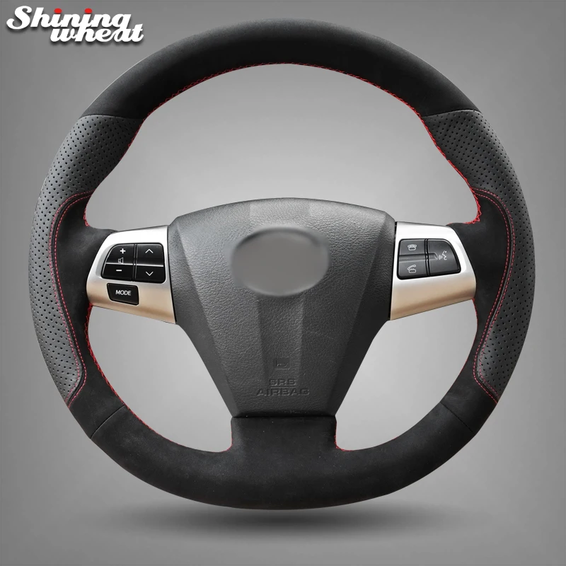 

Hand Sew Black Leather Suede Car Steering Wheel Cover for Toyota Corolla 2011 2012 2013 RAV4 2011 2012