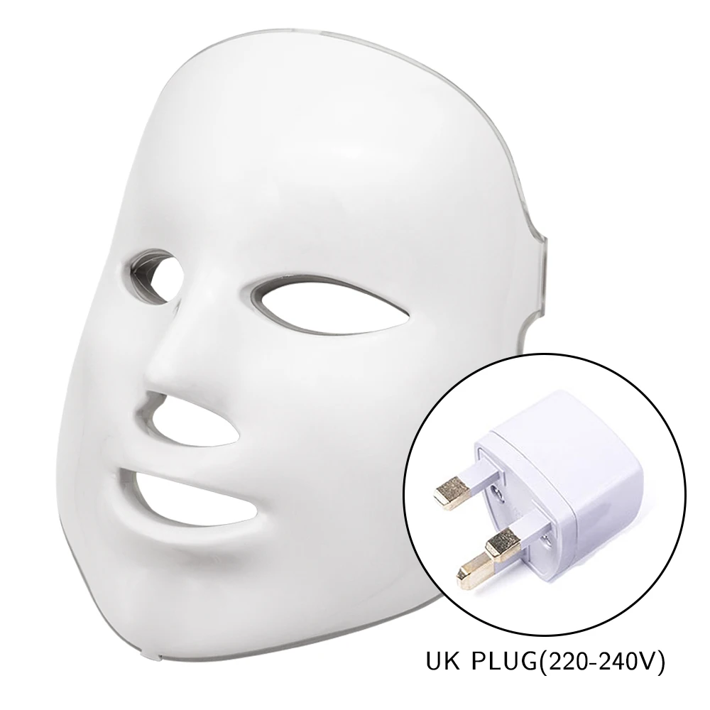 UK PLUG 7 цветов Светодиодная терапевтическая маска светильник маска для лица терапия Фотон светодиодная маска для лица корейский уход за кожей светодиодная маска терапия красота спа - Цвет: UK PLUG