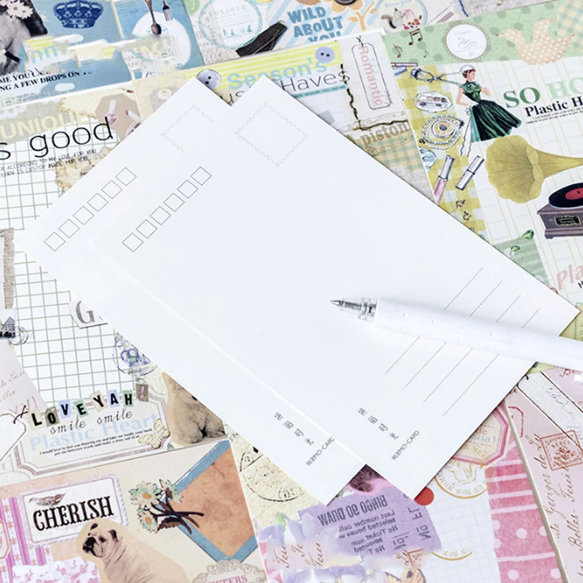 4 предмета в партии вставляя время Винтаж открытка с сообщением вечерние день