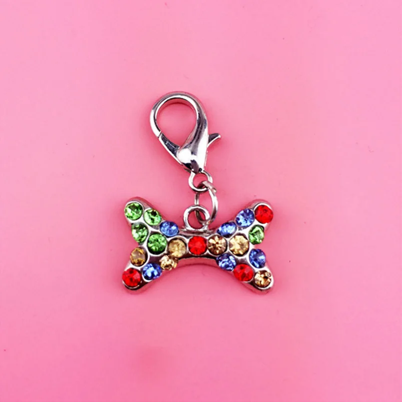 Pet кулон воротник для Товары собак кости горный хрусталь Bling CAT ошейник теги