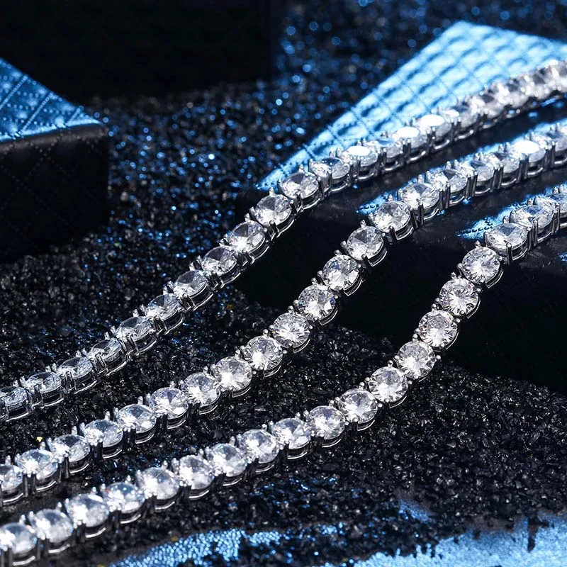 GUCY, новинка, 925 пробы, серебро, 4 мм и 6 мм, мужское ожерелье, Bling CZ Iced Out, хип-хоп звено, теннисная цепочка, ожерелье, ювелирное изделие для подарка