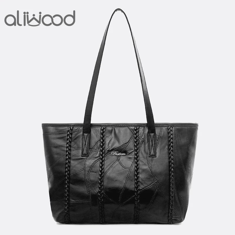 

aliwood 2023 Genuine Sheepskin Leather Women Shoulder Bags Large Capacity Shopping Handbags Female Patchwork Tote Bolsa Feminina