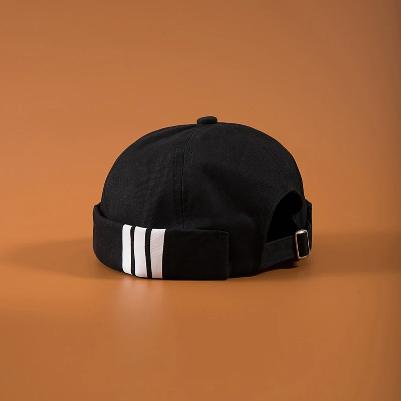 Мужская Летняя хлопковая кепка Skullies без полей, винтажные уникальные уличные портативные головные уборы Docker, многофункциональная шапка Miki Beanie - Цвет: Black
