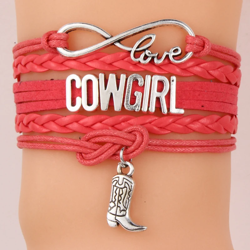 Бесконечность любовь ковбойские браслеты ботинки Очарование Воск кожа ручной