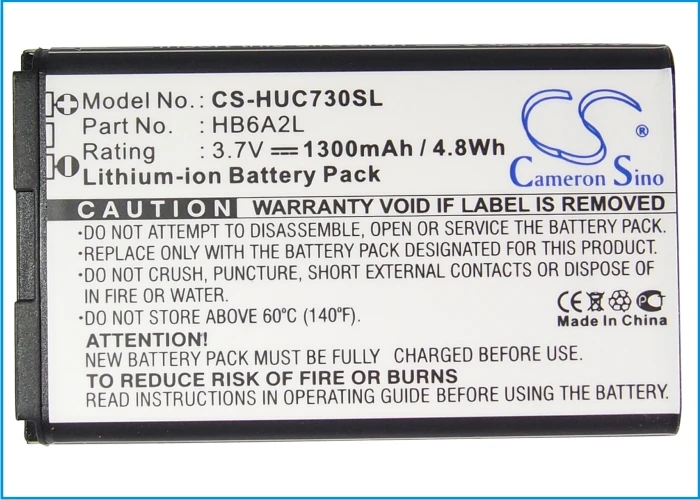 Высококачественный аккумулятор Cameron Sino 1300 мАч HB62L HB6A2L для Huawei C2822 C2823 C2827 C2930 C6100 C7189