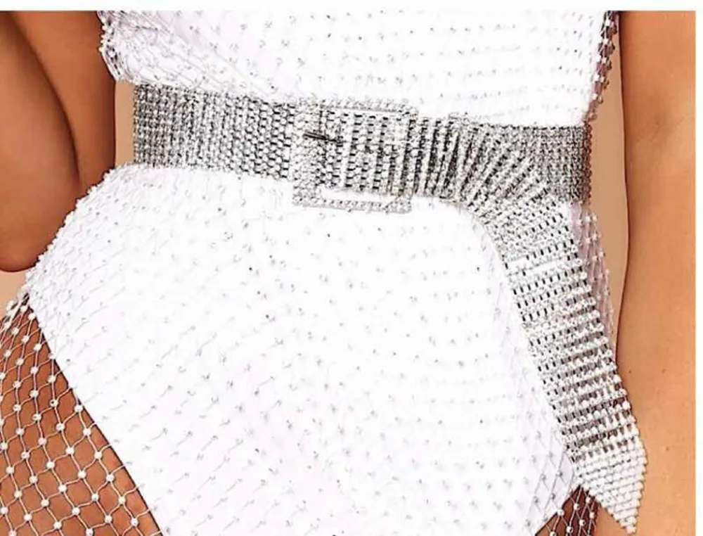 Sexy Full Rhinestone Belts Women Luxury Silver Cummerbunds Shiny Girls Party Nightclub Diamond Crystal Waist Belt