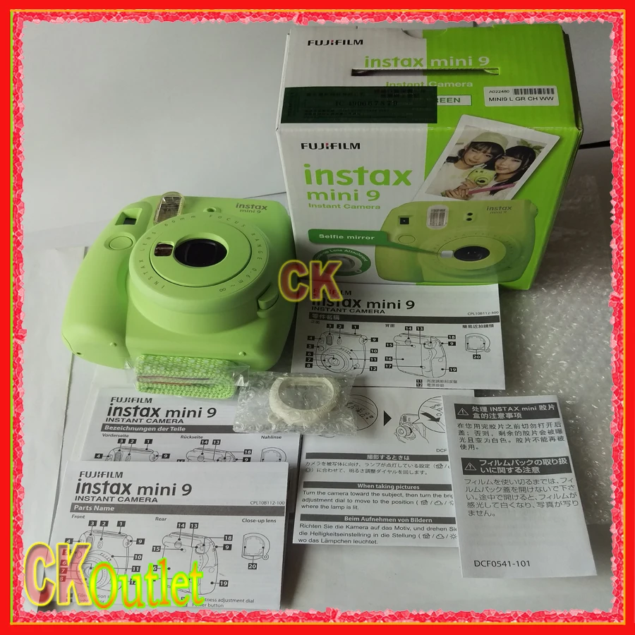 100% оригинал Fujifilm Instax Mini 9 Розовый фламинго + бесплатная крупным планом объектив