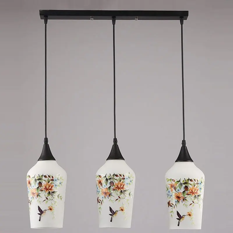 Современный стеклянный подвесной светильник с рисунком в китайском стиле