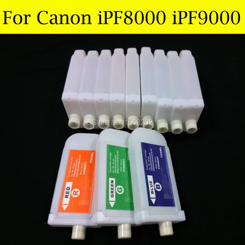 12 шт./лот пустой для Canon PFI 701 набор чернил заправки картриджа принтера iPF8000 iPF9000