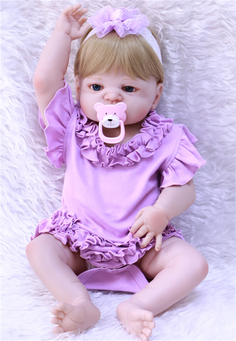 Bebe princess reborn 22 &quot55 см силиконовые куклы для новорожденных девочек фиолетовая
