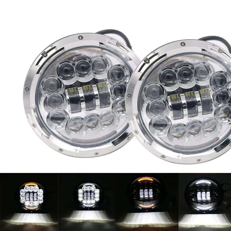 7 дюймов LEDHead светильник H4 с Ангельские глазки 90W фары сигнала поворота (Подол