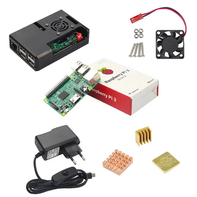 Raspberry Pi 3 Model B комплект 5V2. 5A блок питания с переключателем + sd карта 16G чехол ABS