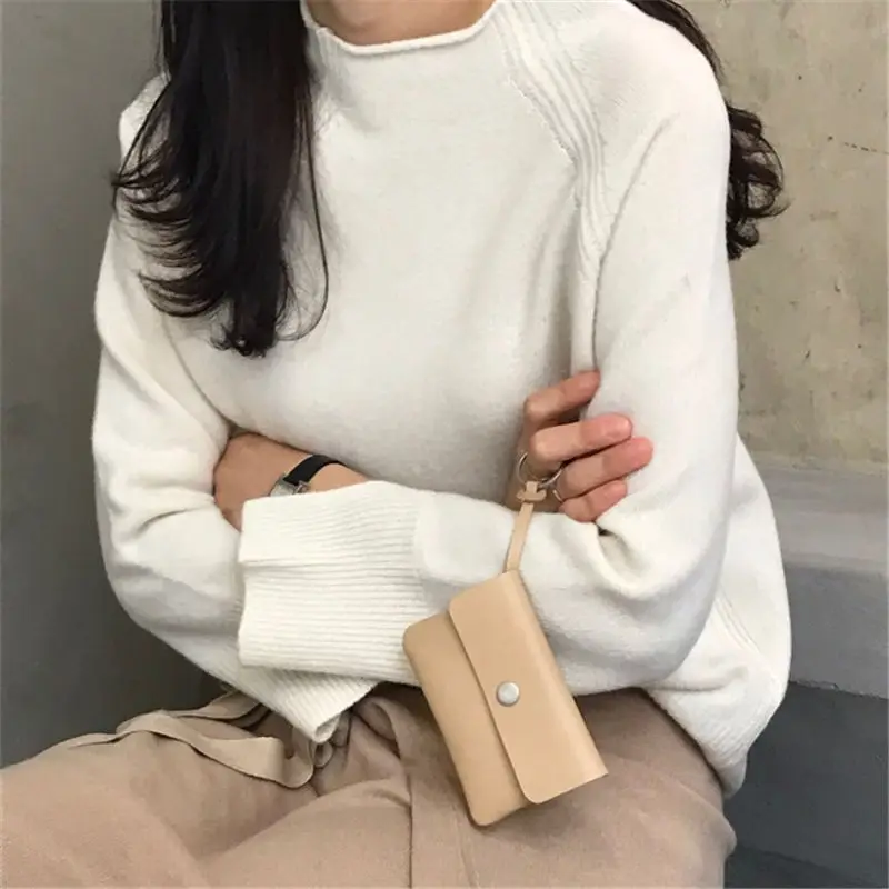 Hzirip Korean Knitted Sweater 2019 Autumn Winter Wild Pullover Girls Tops Fashion Split Warm Slim Solid Casual Clothing | Женская одежда