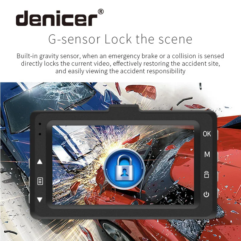 Denicer Full HD 1080P Автомобильный видеорегистратор Камера Регистратор 170 градусов