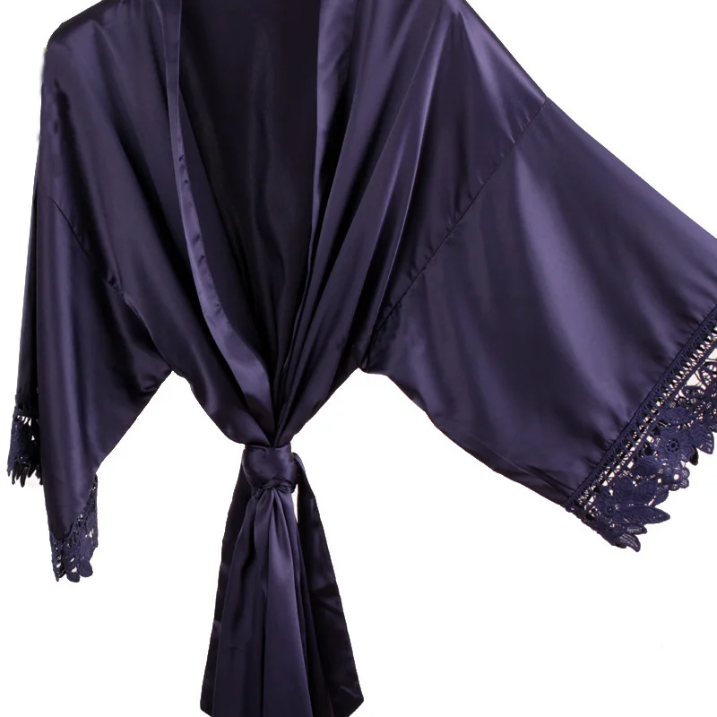 dark blue 1 шт. персонализированный атласный шелковый халат атласный для женщин на заказ Свадебная Дата пеньюар подружки невесты лучший подарок свадебные душевые халаты - Цвет: dark blue