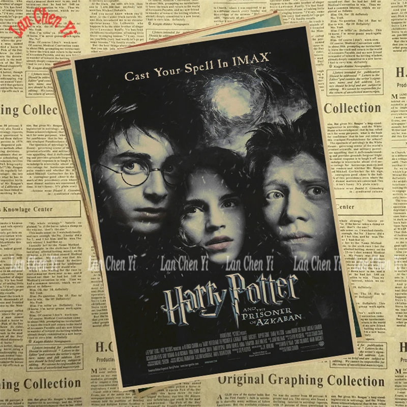 Коричневый Academy of Magic и Deathly Hallows классический фильм плакат на крафт-бумаге кафе творческие обои для интерьера - Цвет: Коричневый