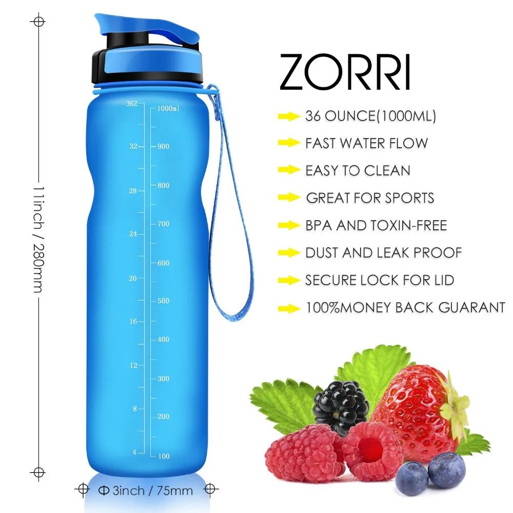 Спортивная бутылка ZORRI для воды с инфузером лимона и фруктов из тритана