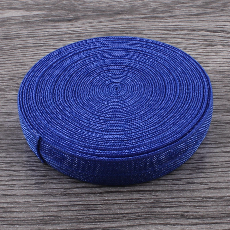 royal blue 50Y OEM 5/8 Блестящие Твердые Высоко-гибкой Нейлон Сложенном Более Упругой Ленты, Стретч-ВРАГ для Волос Tie/Волос луки/Эластичные Повязки - Цвет: royal blue