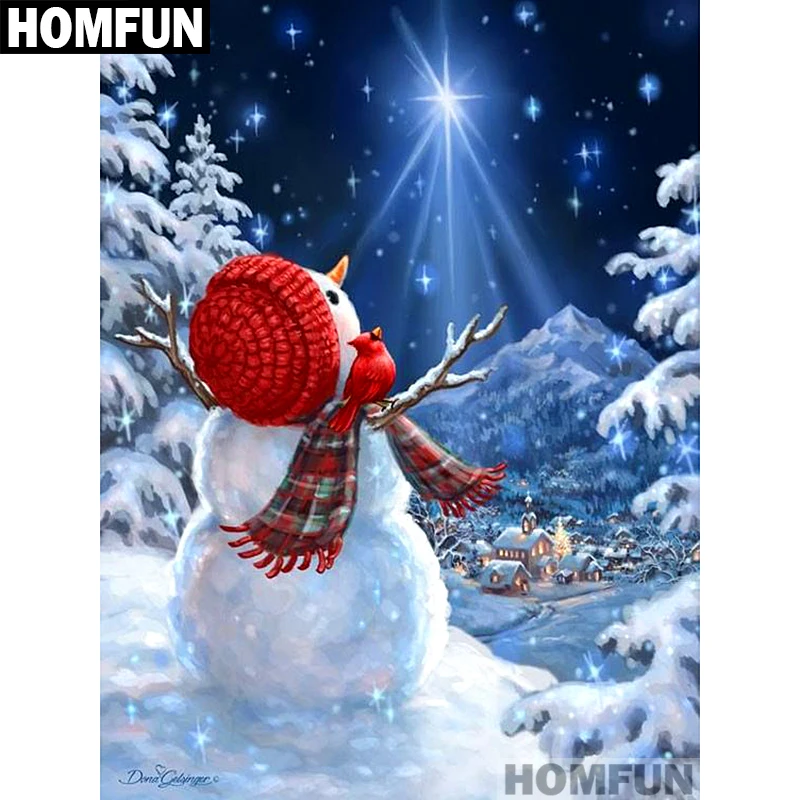 Алмазная 5D Вышивка HOMFUN A01296 картина Рождественский Снеговик с полными