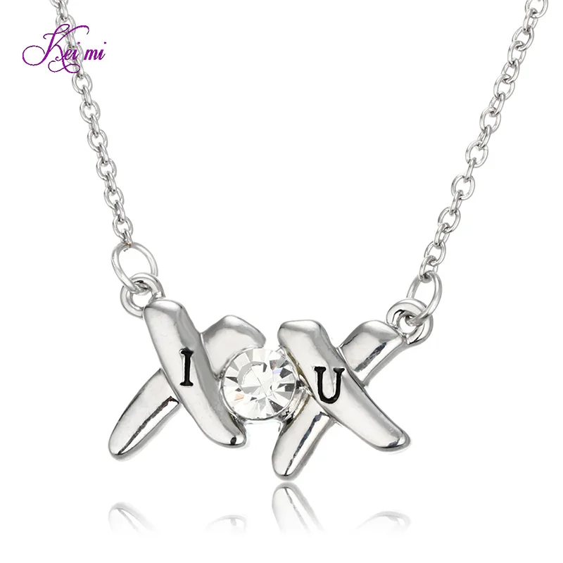 Unique Design Crystal X O Pendant Necklaces Women Fashion Letter I U Jewelry For | Украшения и аксессуары