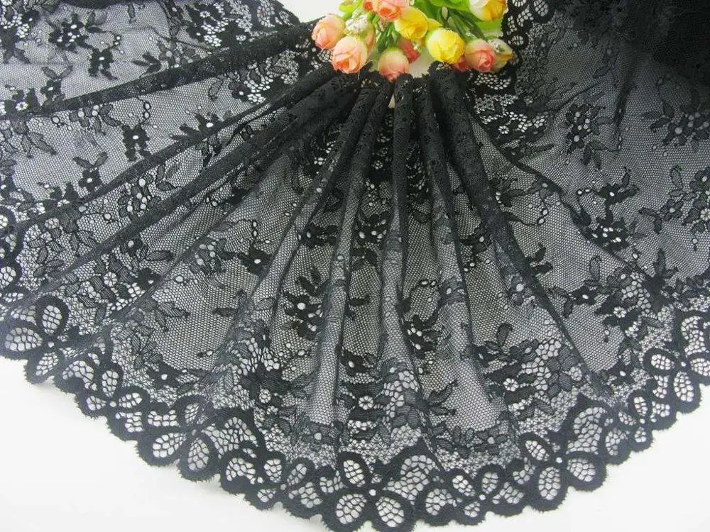 Black 427 1 ярд, тонкое эластичное/спандекс, цветочное, розовое/фиолетовое/красное/белое/Черное кружево, отделка «сделай сам»/Шитье/Свадебное кружево 03 - Цвет: Black 427