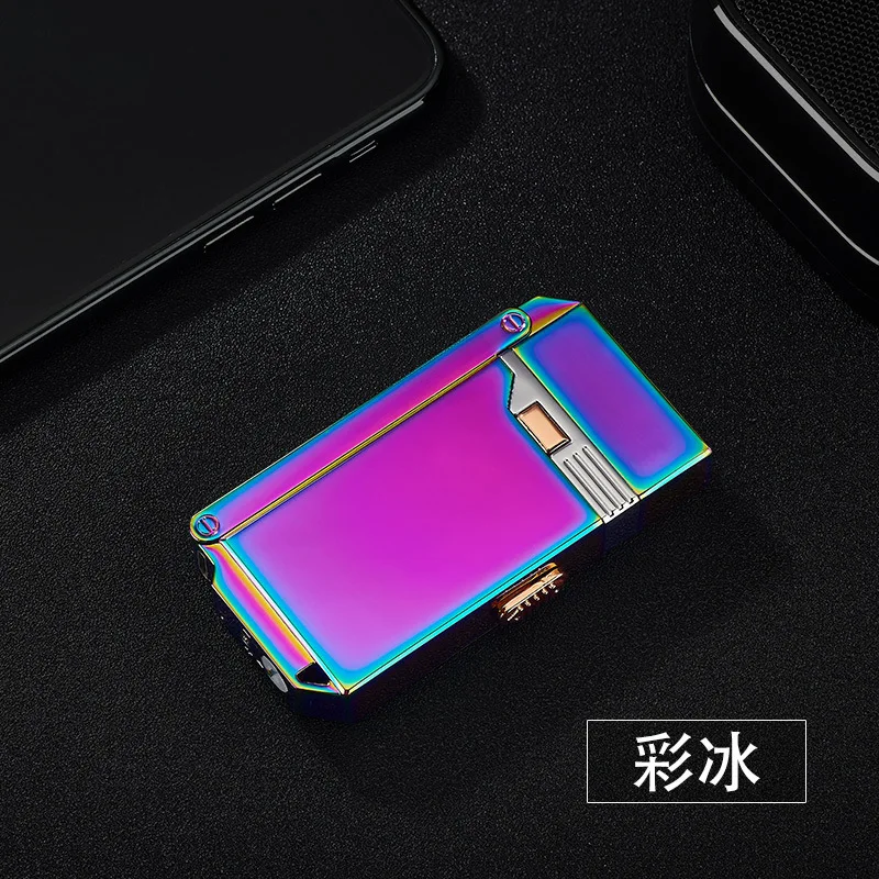 Multicolor Дизайн 2 в 1 газовая зажигалка Usb дуговая плазменная зажигалка электрическая перезаряжаемая Зажигалка многофункциональные Креативные мужские подарки - Цвет: Multicolor