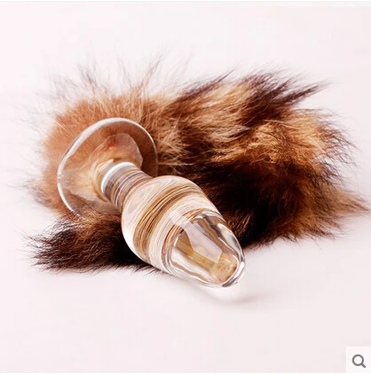 Hot Glass Anal Plug Tail FoxTail Big Beads Butt Raccon Dildo Sex Toys for Men and Woman Products |