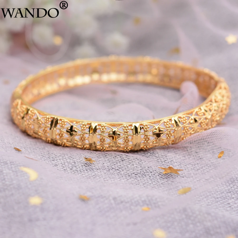 4pcs Gold Color Bracelet&Bangles For Women Men Bride Dubai Africa Ethiopian Jewelry India Bangles  wedding jewelry Birthday Gift