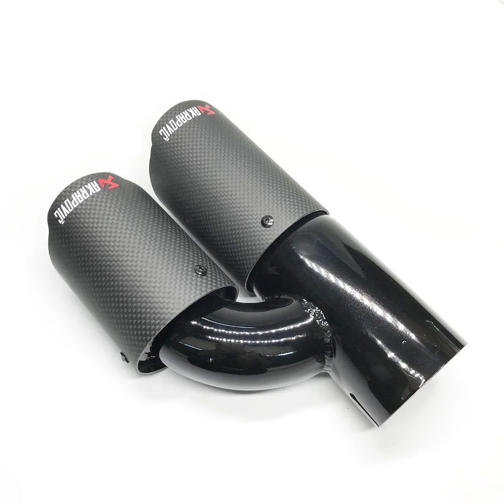 1 пара(L+ R) Универсальный двойной наконечник трубы Akrapovic матовое углеродное волокно+ черная краска выхлопной наконечник