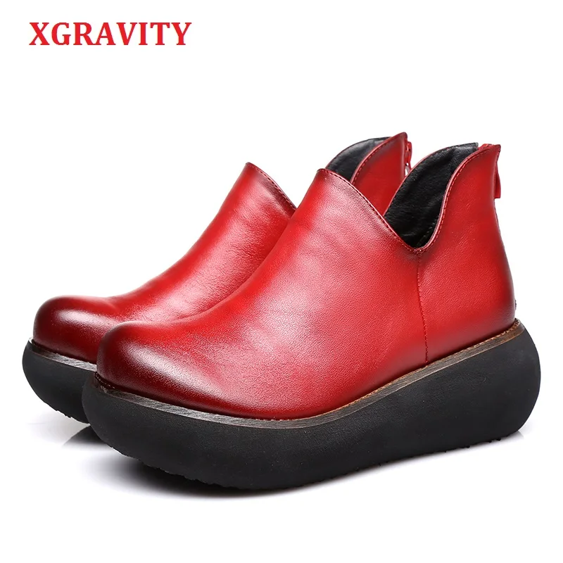 XGRAVITY/Этнические туфли на танкетке с мягкой подошвой модная повседневная женская
