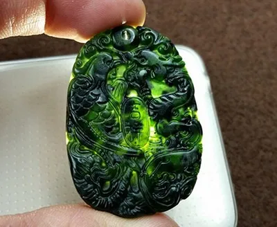 Китайский Натуральный Черный Зеленый yu резной подвеска феникс с драконом +