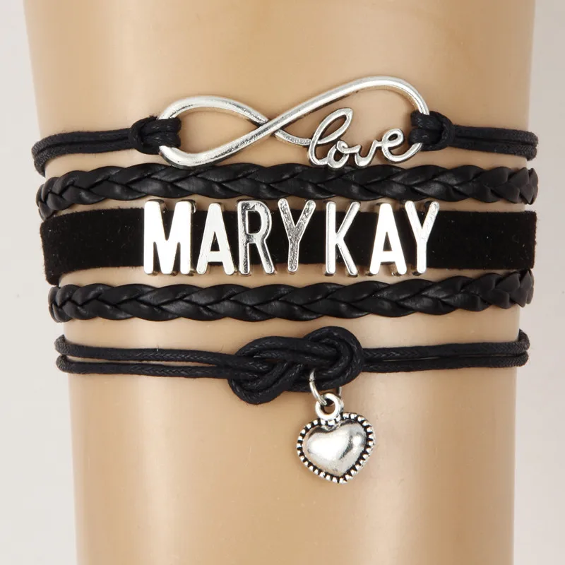 (10 шт./лот) Infinity Love MARY KAY Подвеска для браслета в форме сердца кожаные браслеты с