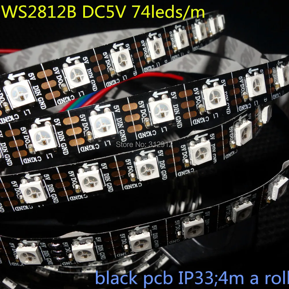 Пиксельная Светодиодная лента WS2812B 4 м 74 светодиода/м DC5V неводонепроницаемая шт.