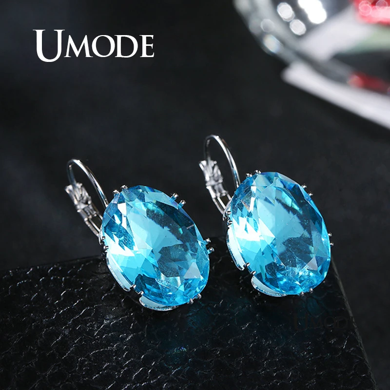 UMODE 5 цветов большие овальные серьги-кольца с кубическим цирконием для женщин модные индийские свадебные серьги для невесты ювелирные изделия для девочек UE0580