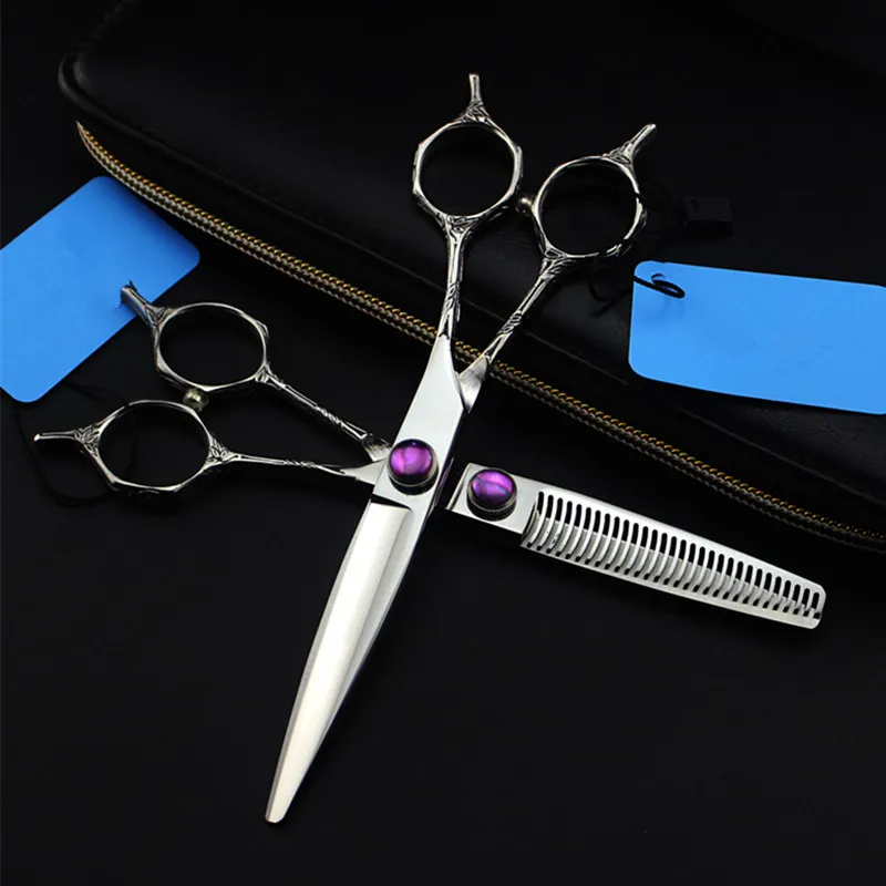 

professional japan 6 inch two-tailed hair scissors set salon cutting barber makas haircut thinning shears hairdressing scissors