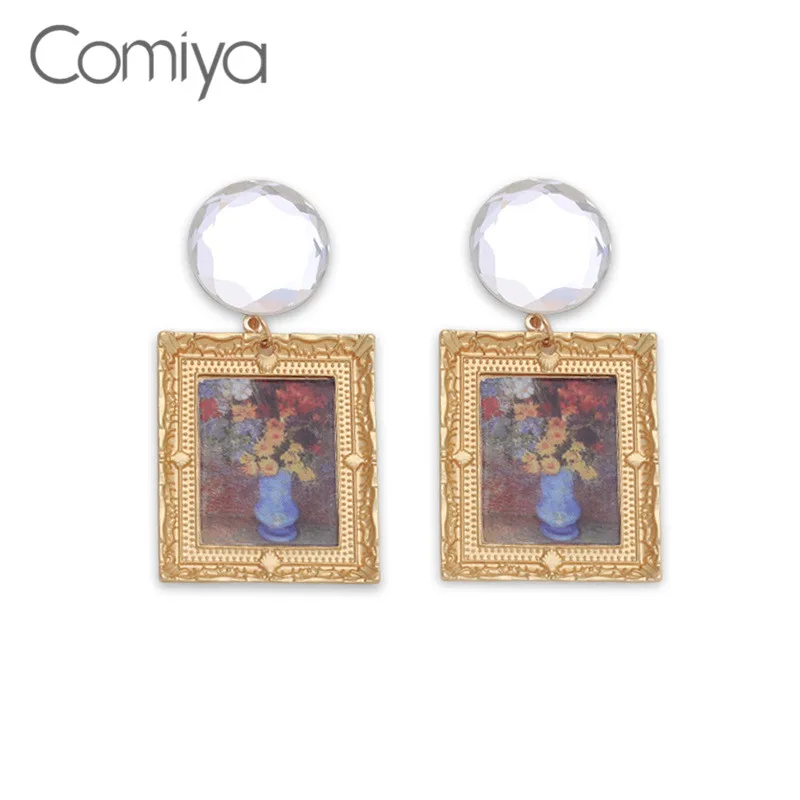 Женские Висячие серьги Comiya Винтажные с акриловой мозаикой геометрические