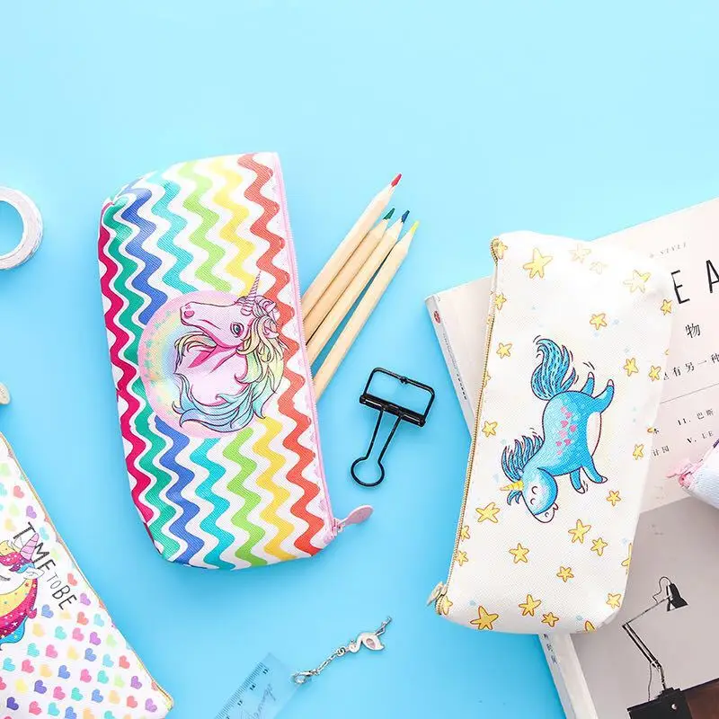 Kawaii пенал единорог Радуга Pu кожаный подарок Estuches Студенческая сумка карандаш