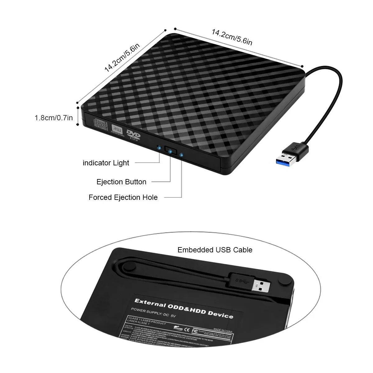 Портативный USB 3,0 внешний CD-RW Писатель Привод горелки DVD/CD ридер плеер с USB кабели для Mac PC ноутбук