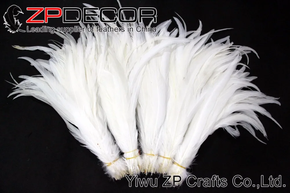 ZPDECOR 100 шт./лот 35-40 см(14-16 дюймов) настоящая оптом белоснежные перья петуха для карнавала головной убор танцевальные костюмы