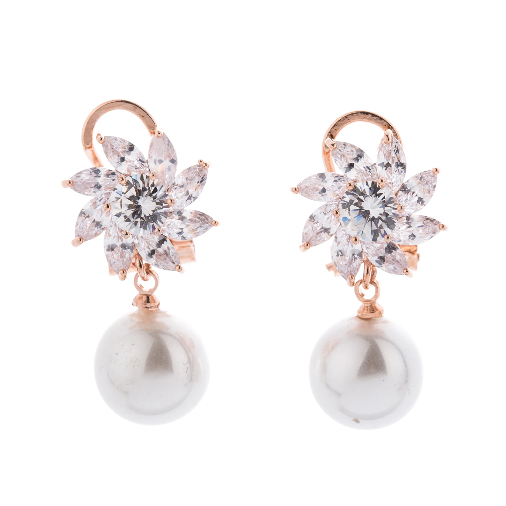 Женские серьги гвоздики с фианитом в форме цветка|flower stud earrings|fashion earringsstud earrings |