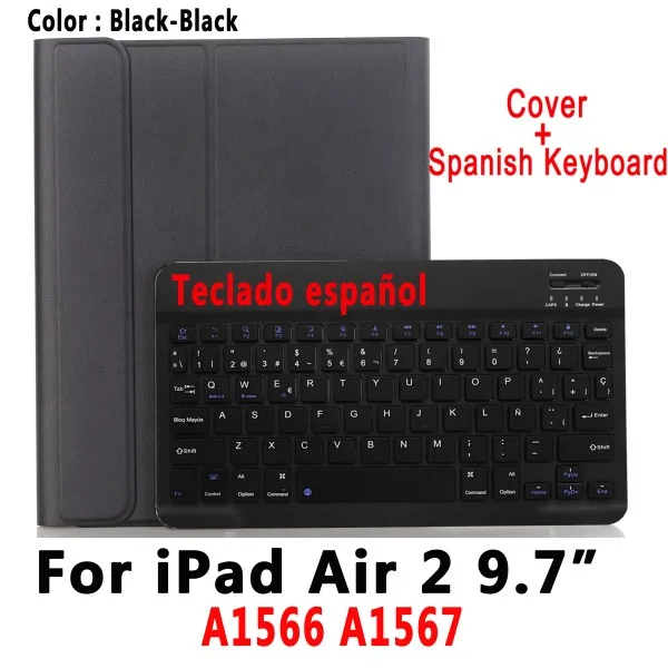 For iPad Air 2 Испанская клавиатура чехол для Apple iPad 9,7 6th 5th Generation Air/Air 2/Pro 9,7 A1822 A1823 A1954 A1566 A1673 держатель для карандашей - Цвет: For iPad Air 2