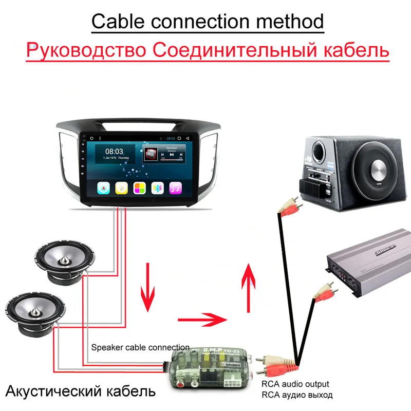 Универсальный автомобильный аудиоусилитель RCA разъем 12 В|Кабели адаптеры и