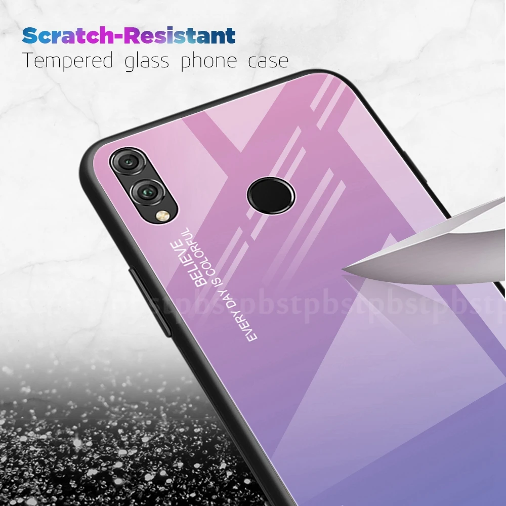 Градиентные чехлы с закаленным стеклом для huawei Honor View 20 Pro V20 8X Max 10i 20i Nova 5 Pro 5i 4 P20 P30 Pro Lite P Smart Plus