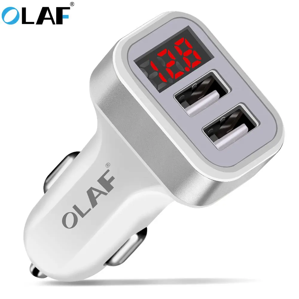 Автомобильное зарядное устройство Olaf с цифровым дисплеем 2 1 А два порта usb