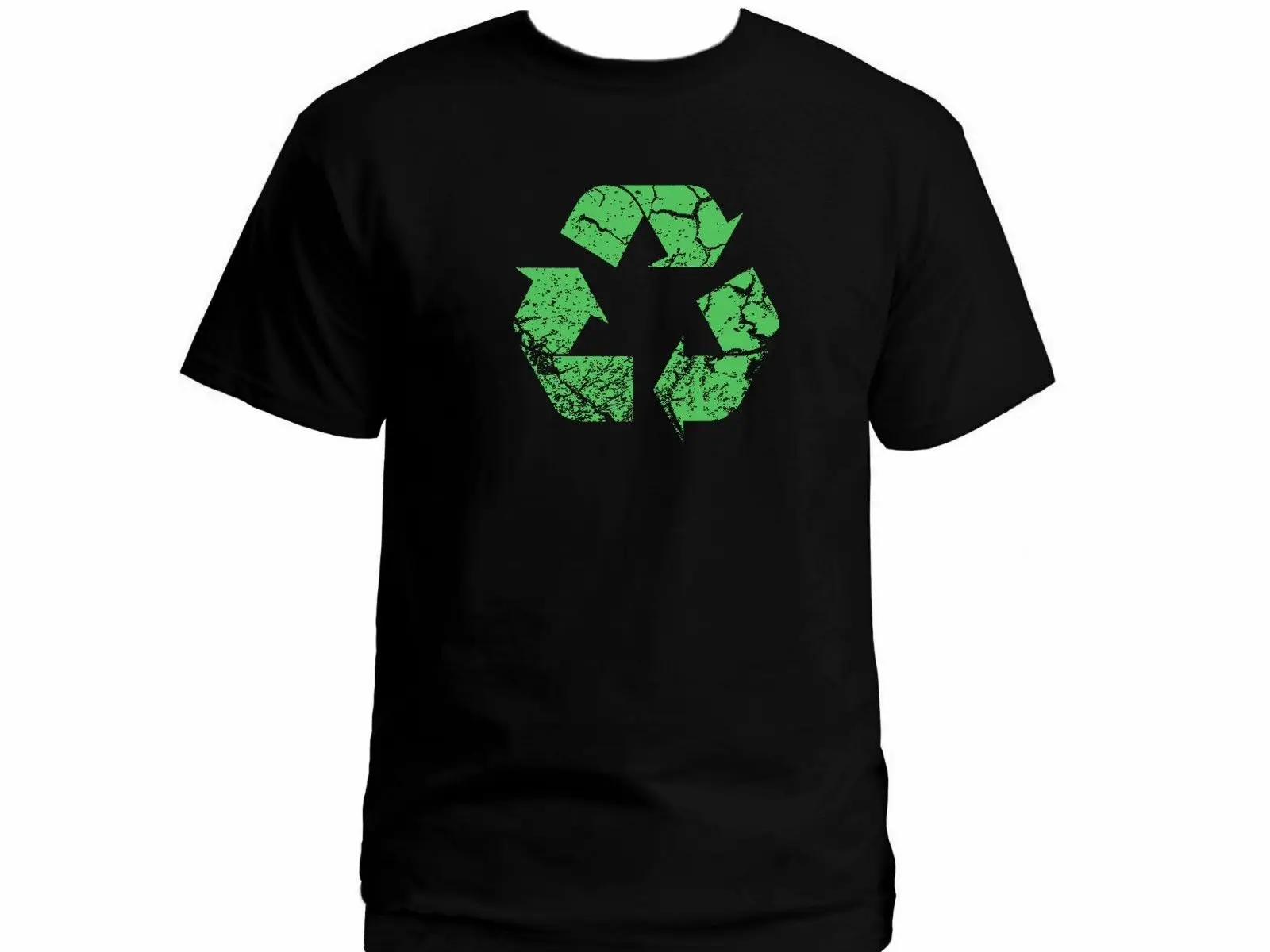 

2019 Recycle sign distressed look black 100% cotton graphic new top t-shirt US XXL