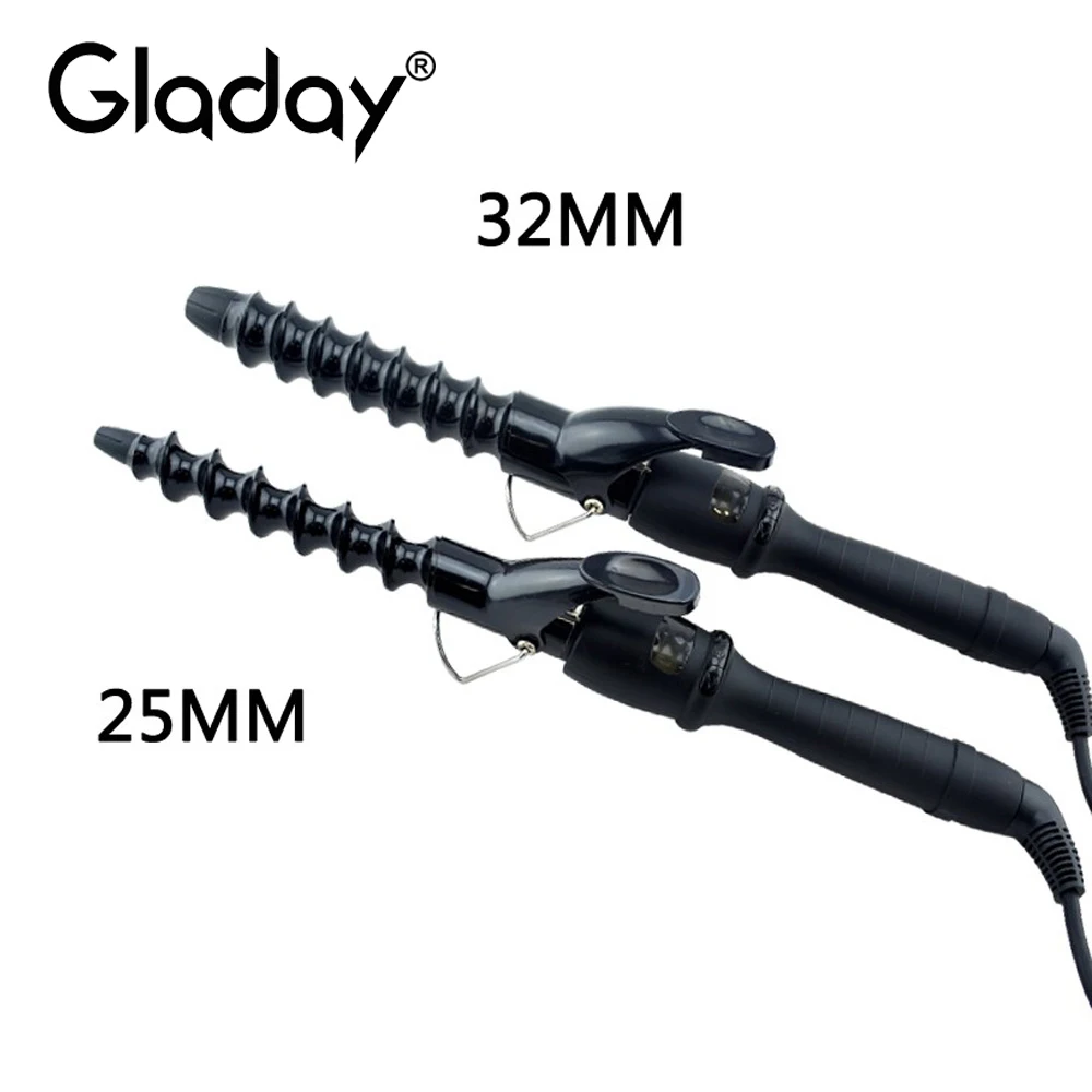 

Gladay Spiral Hair Curler Professional Ceramic Spiral Curling Iron Barrel Magic Spiral Hair Curling Tools