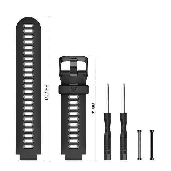 Открытый браслет для наручных часов Garmin Forerunner 735XT 735/220/230/235/620/630 Смарт-часы мягкий Замена для силиконового ремешка ремешок для наручных часов - Цвет: Black Gray