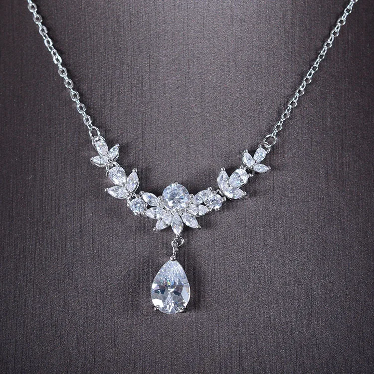 Cubicos de zirconjuntos De Joias Noiva Folha Forma Cristal Strass Partido da Joia Do Casamento|conjunto joias|joias noivaconjunto zirconia |