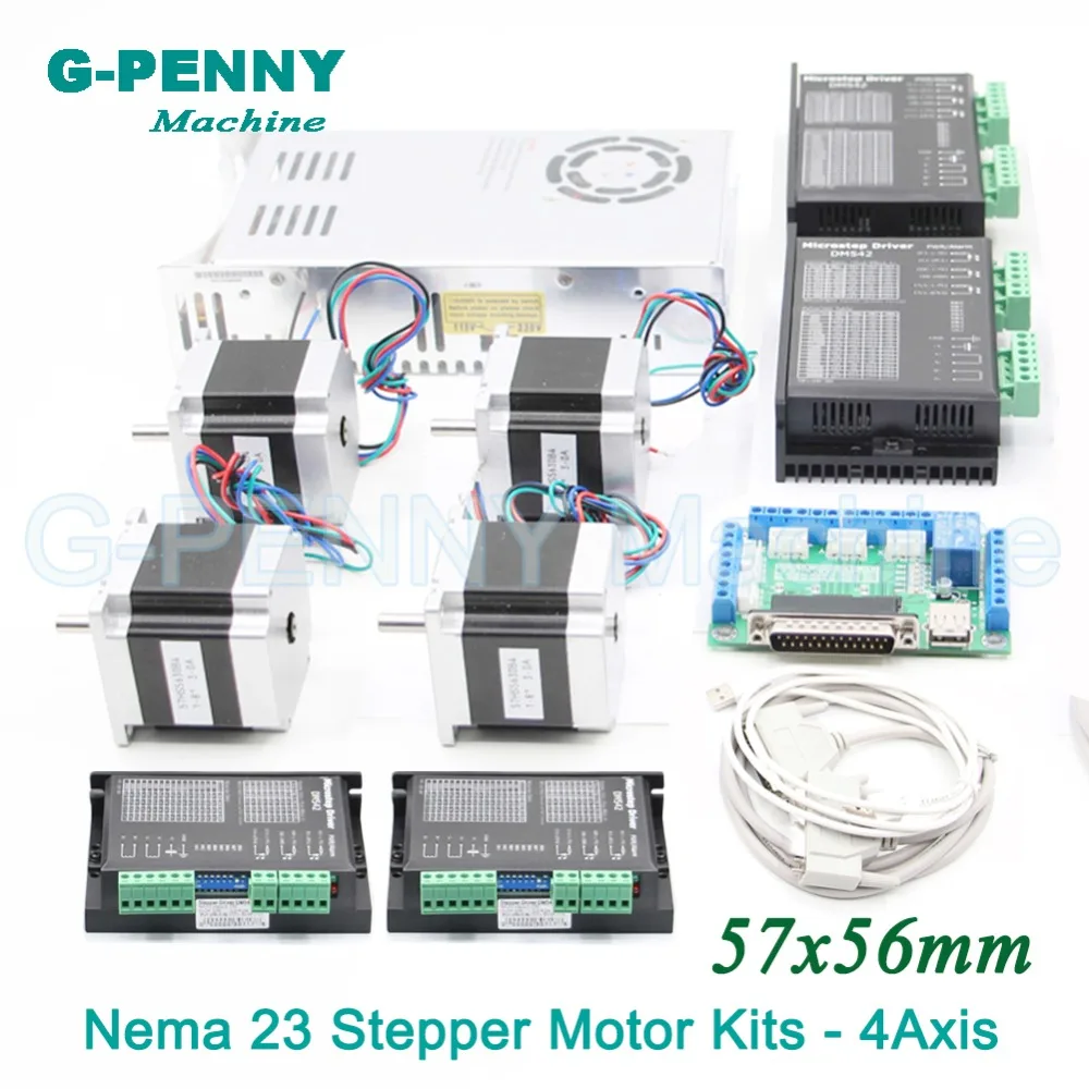 4 осевой чпу шаговый двигатель наборы управления name23 + Драйвер 24 50VDC выключатель