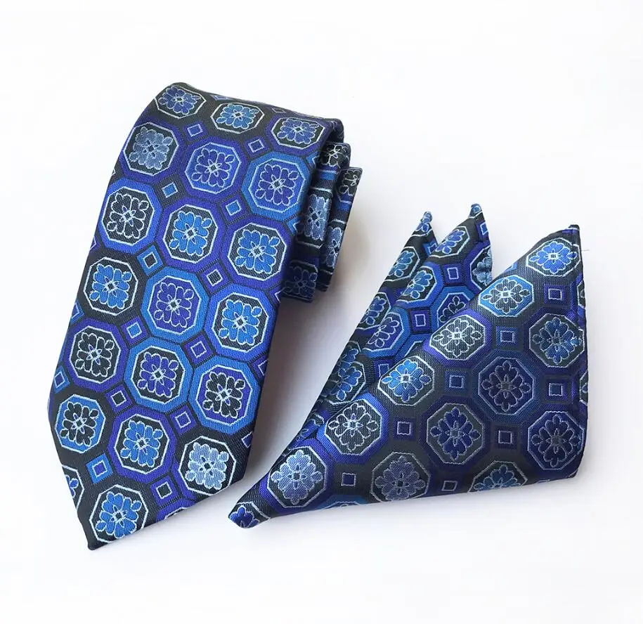 Gusleson 8 см классический галстук Hanky набор для мужской, карманный, квадратный плед Пейсли Цветочные жаккардовые галстуки для мужчин галстук платок Набор - Цвет: 03